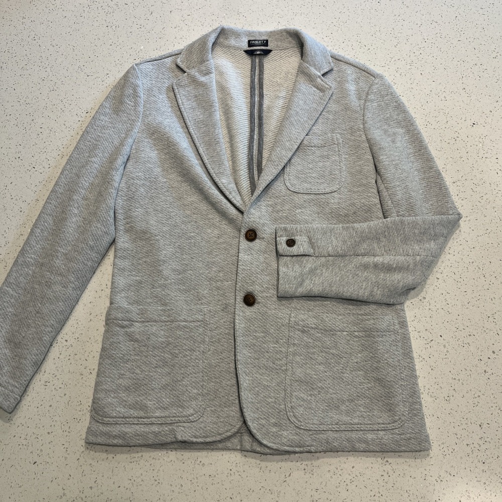 Faherty Inlet Knit Blazer Jacket Mens Medium Heathered Gray Unstructured
